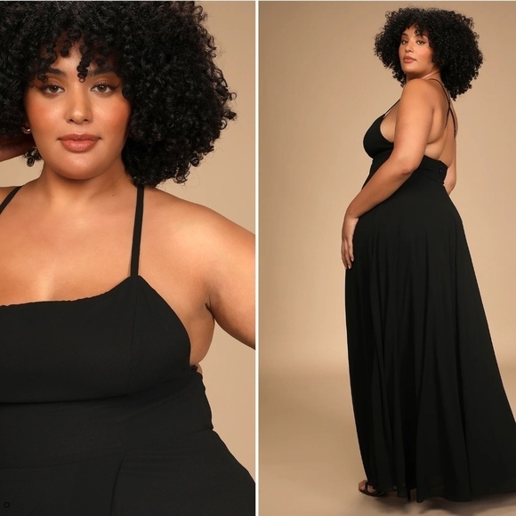 LULU's Bridesmaid Prom Wedding Flowy Romantic Flowy Sexy Chiffon Maxi Dress - Picture 3 of 5